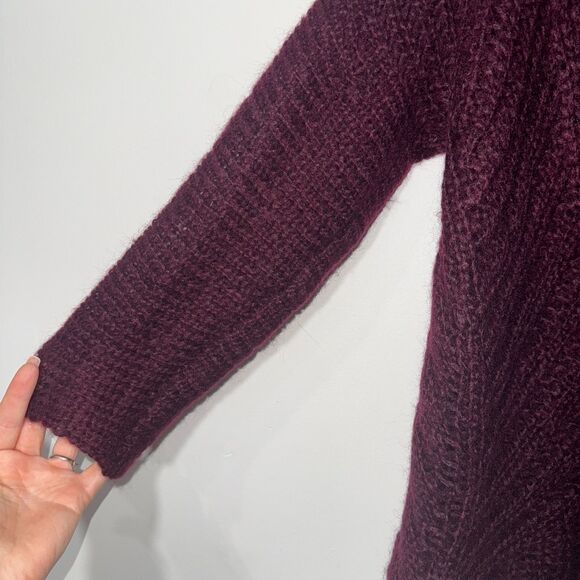 Eileen Fisher Mohair Open Knit Cowl Neck Sweater - Burgundy M - Picture 3 of 6